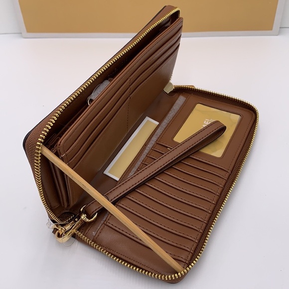 MICHAEL KORS Leather Continental Wristlet Phone Case Wallet Luggage Multi NWT - Picture 6 of 14